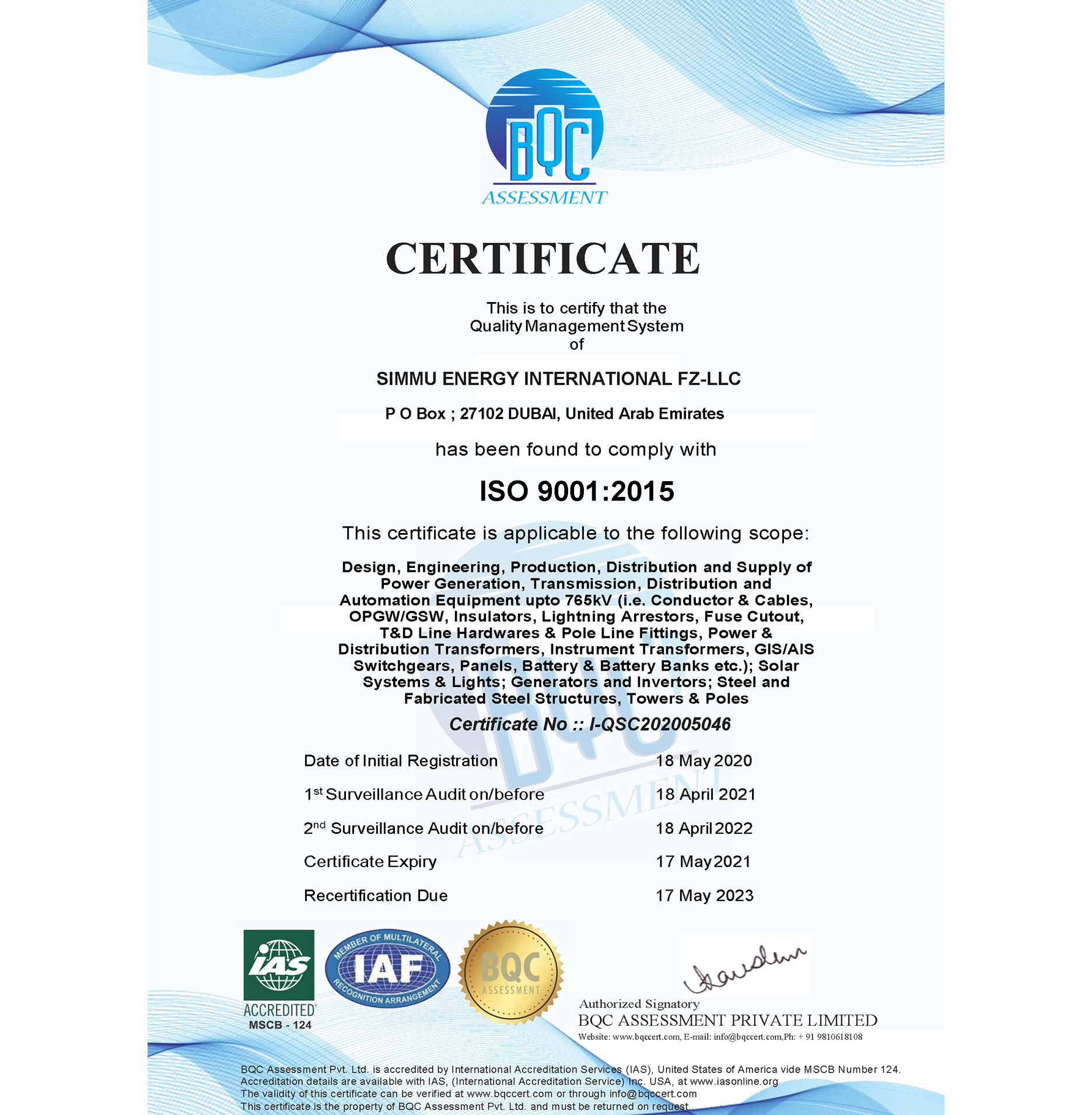 ISO Certificate